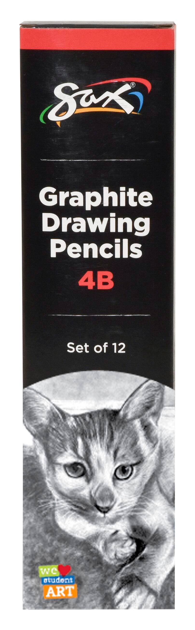 Sax Graphite Drawing Pencil Pack, 4B Lead Hardness Degree, Set of 12 2090709